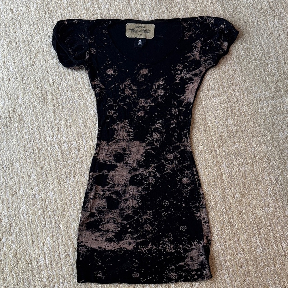 Buddhist Punk Y2K Black and Brown Mini Dress